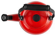 Roter Wasserkessel 1,1 L von oben mit schwarzem Griff und Ausguss