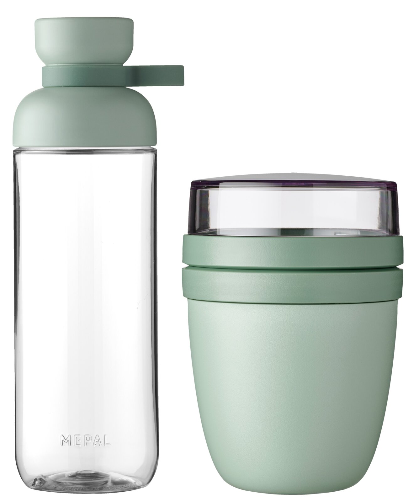 Mepal Lunchset 2-tlg. VITA Grünes Lunchset bestehend aus einer Trinkflasche und einem Behälter, seitliche Ansicht