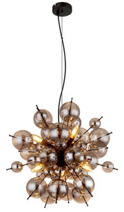 Moderne Hängeleuchte mit kugelförmigen Glaselementen, seitliche Perspektive