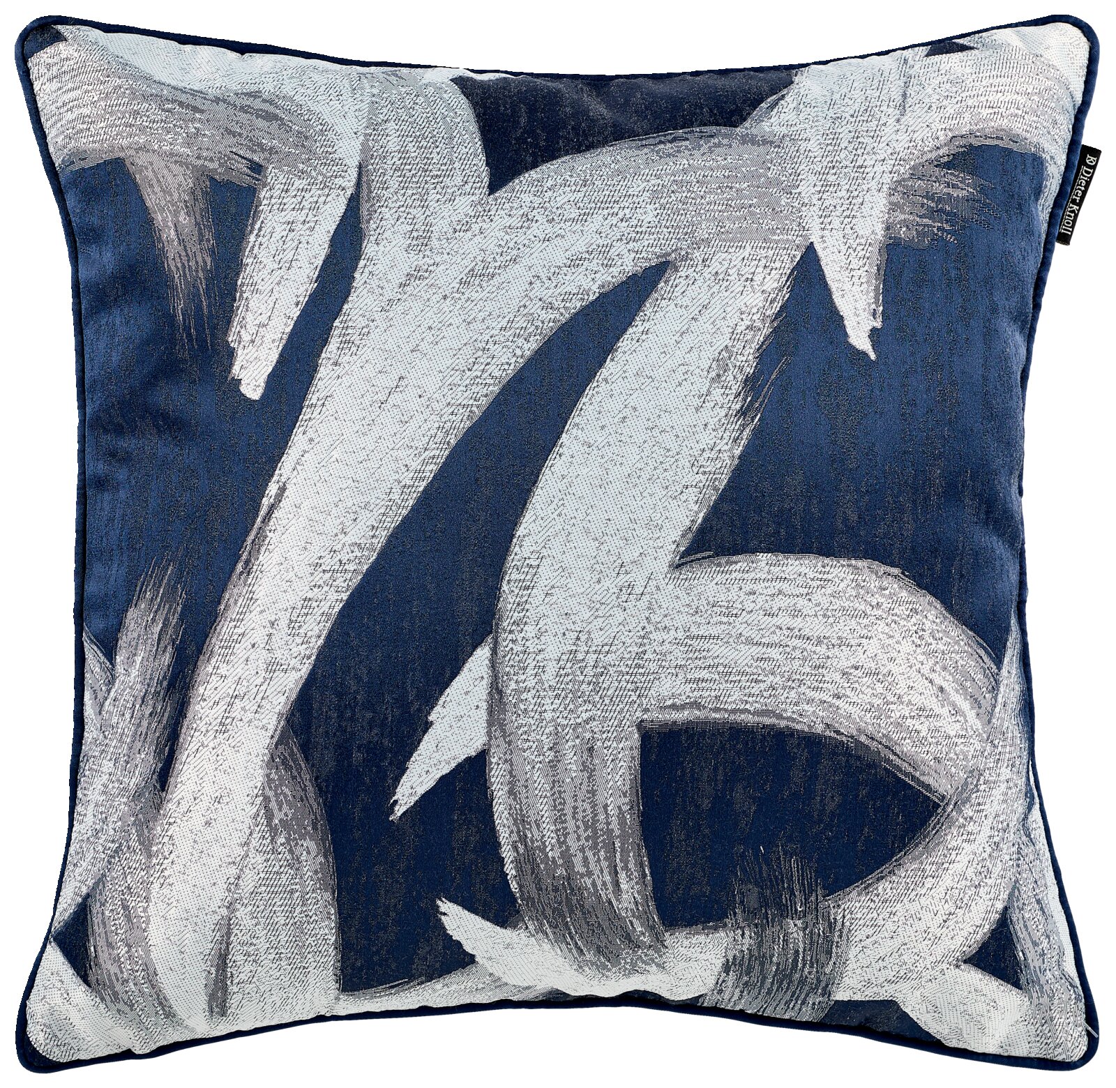 Dieter Knoll Kussensloop Kussenhoes met abstract patroon in blauw en wit, vooraanzicht