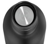 Ansicht von oben auf eine schwarze Isoliertrinkflasche mit Edelstahlverschluss, 450ml, Cilio Isoliertrinkflasche DELUXE.