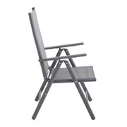 Moderner Gartenstuhl aus Metall in seitlicher Ansicht