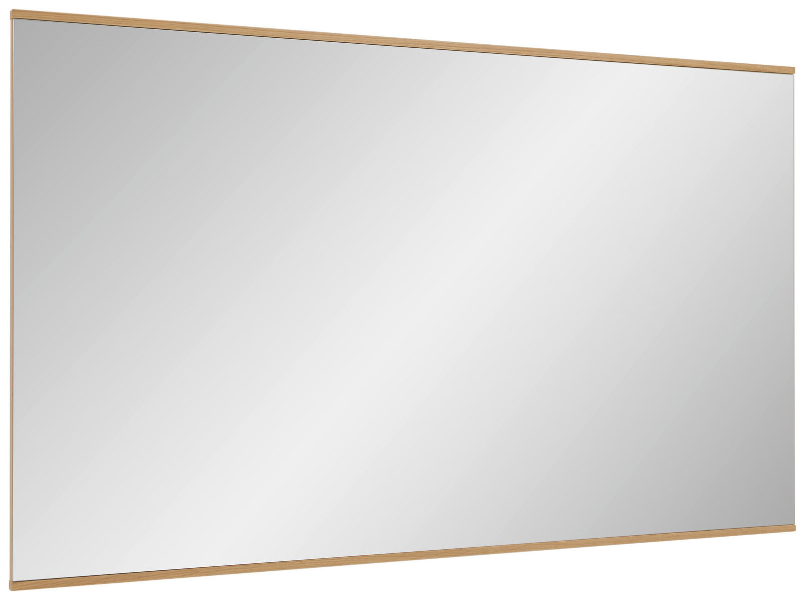 Rechteckiger Wandspiegel mit schmalem Holzrahmen, seitliche Perspektive
