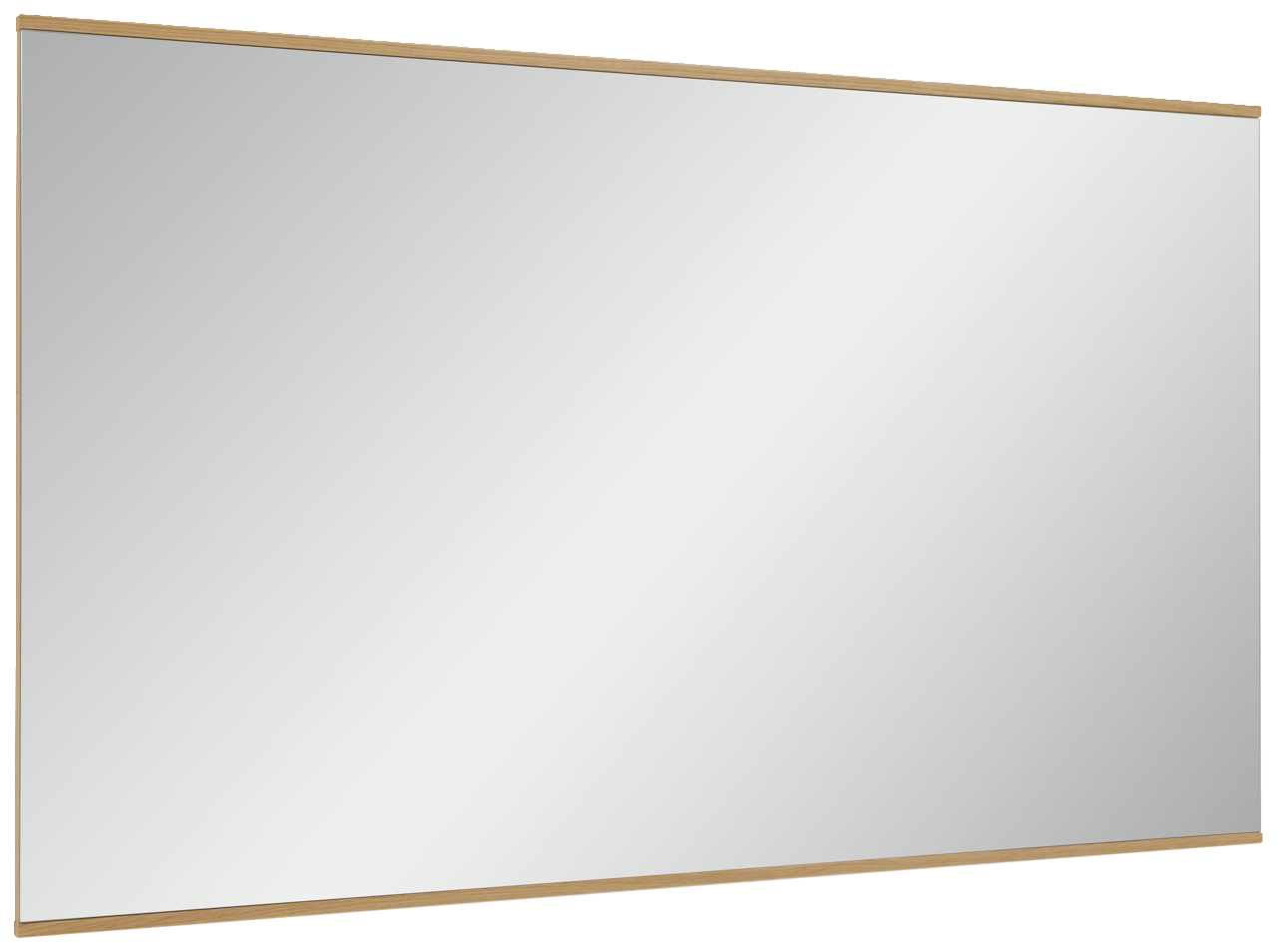 Rechteckiger Wandspiegel mit schmalem Holzrahmen, seitliche Perspektive