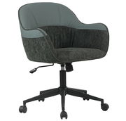 Moderner Drehstuhl mit gepolstertem Sitz und Rückenlehne in Grau, seitliche Ansicht