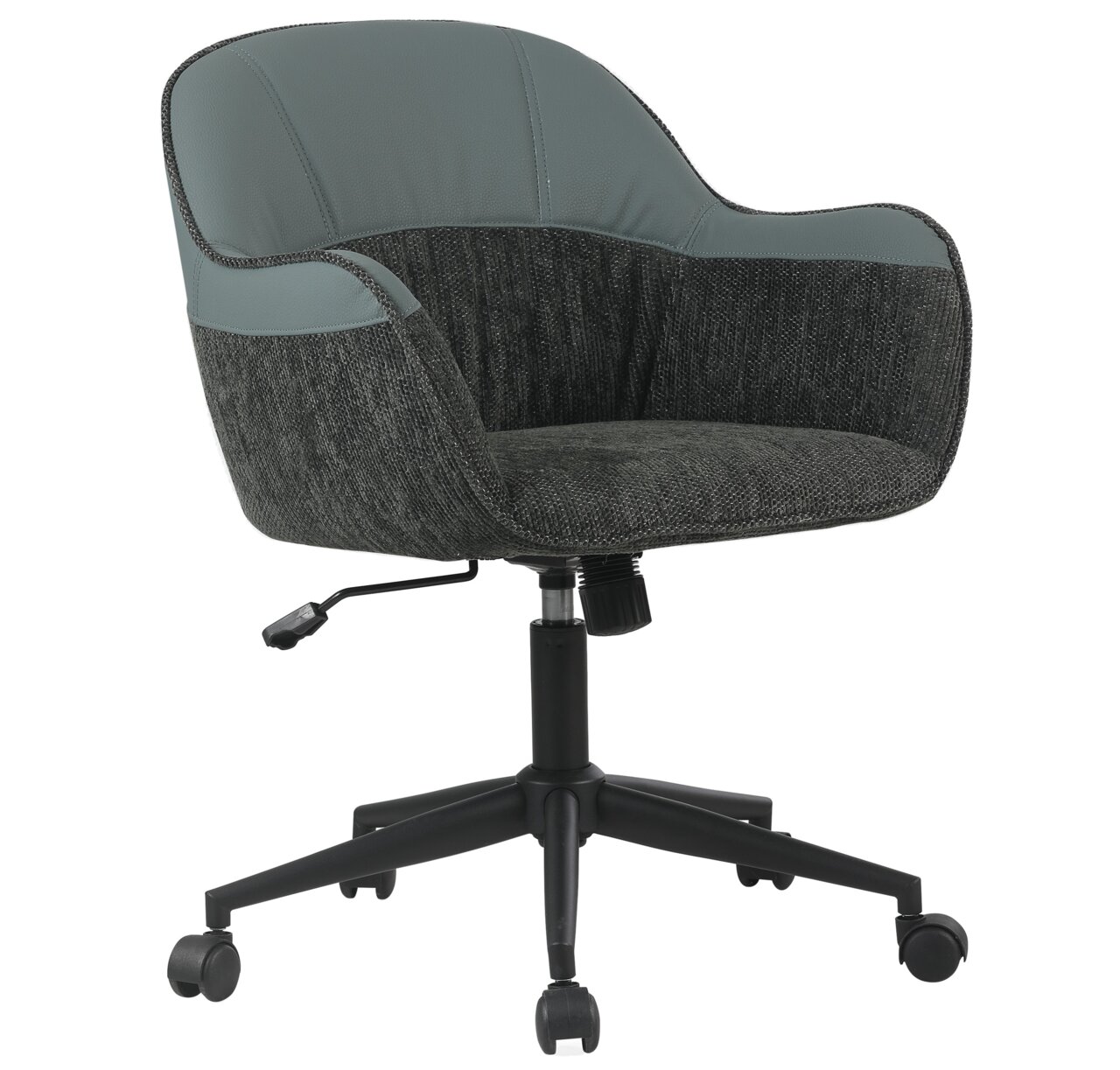 Stylife Draaistoel LORENZ Moderne draaistoel met gestoffeerde zitting en rugleuning in grijs, zijaanzicht