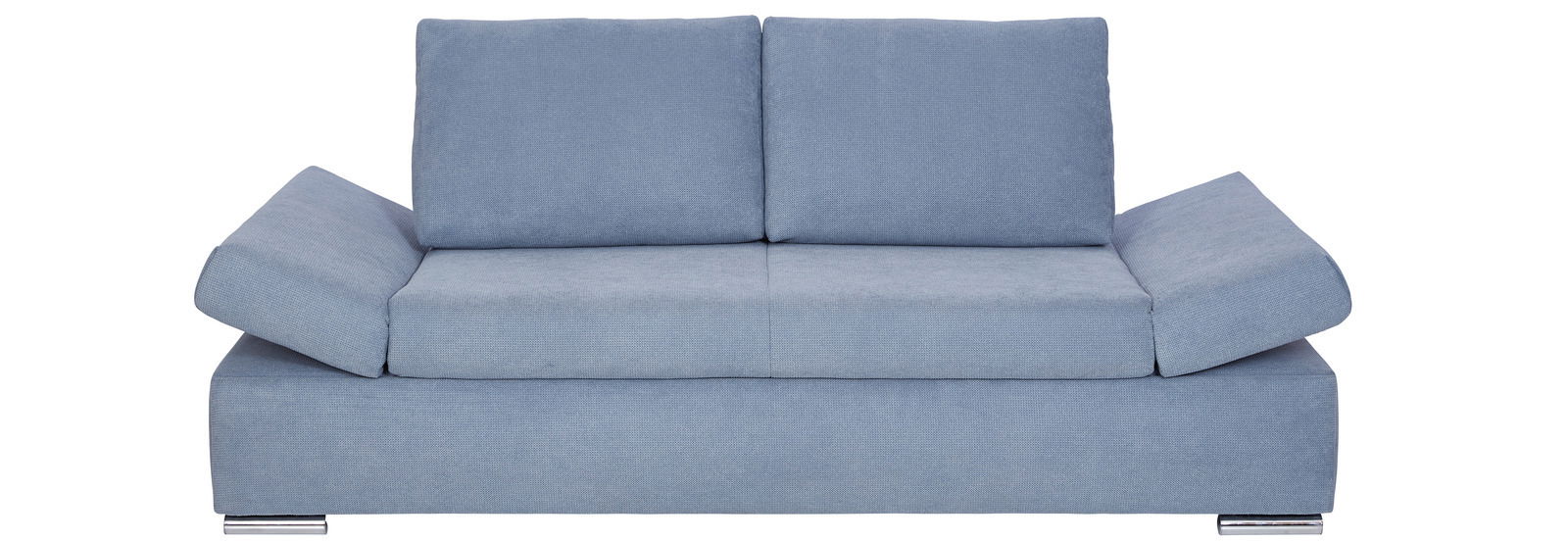 Blaues Schlafsofa mit verstellbaren Armlehnen, Frontalansicht