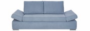 Blaues Schlafsofa mit verstellbaren Armlehnen, Frontalansicht