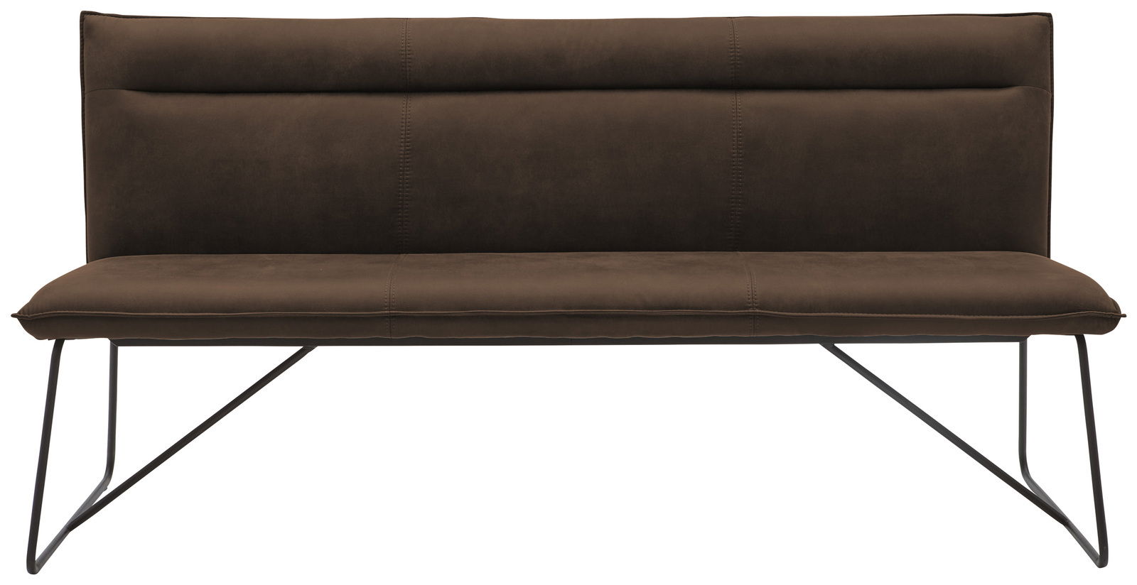 Braune Bank mit Metallbeinen, Vorderansicht