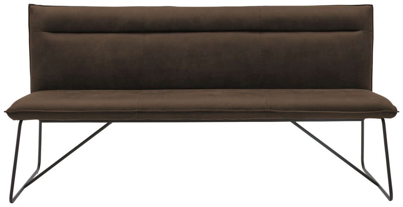 Braune Bank mit Metallbeinen, Vorderansicht