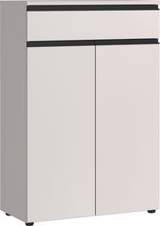 Moderner Aktenschrank mit zwei Türen und einer Schublade, Frontansicht