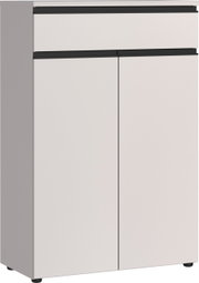 Moderner Aktenschrank mit zwei Türen und einer Schublade, Frontansicht