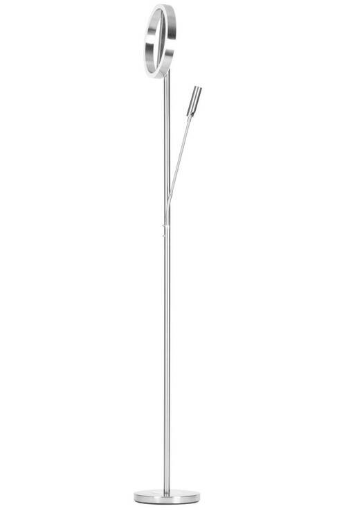 Moderner LED-Deckenfluter aus Metall in schlankem Design, seitliche Perspektive