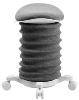 Grauer Aktiv-Sitzhocker mit wellenförmigem Design und Rollen, Vorderansicht