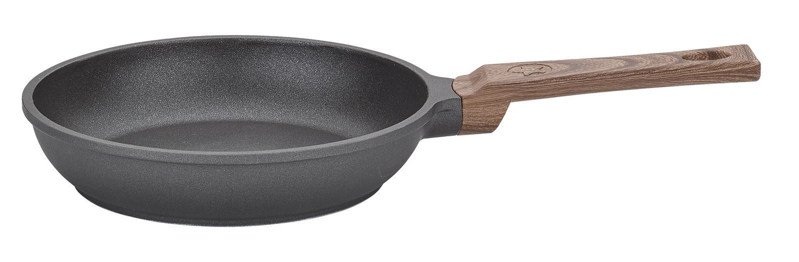 Mini-Bratpfanne 16cm mit Holzgriff, seitliche Perspektive
