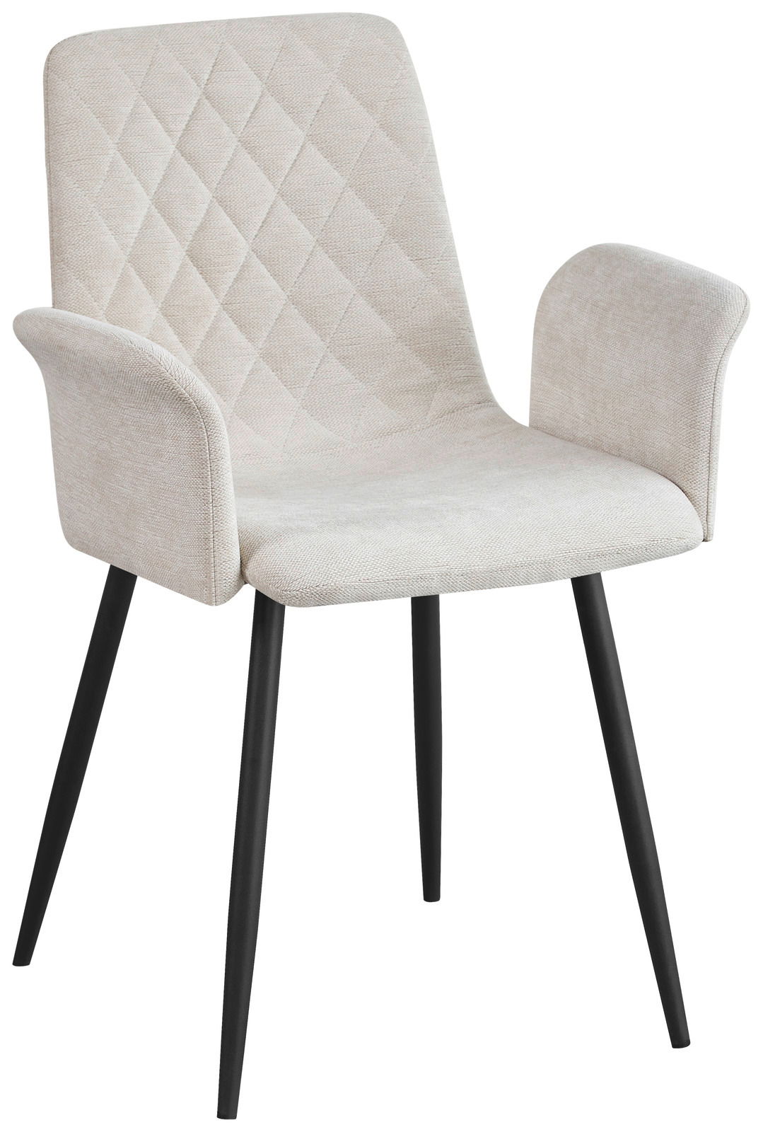 Ti´me Armlehnstuhl COLLIN Beiger Armlehnstuhl mit schwarzem Metallgestell, Vorderansicht