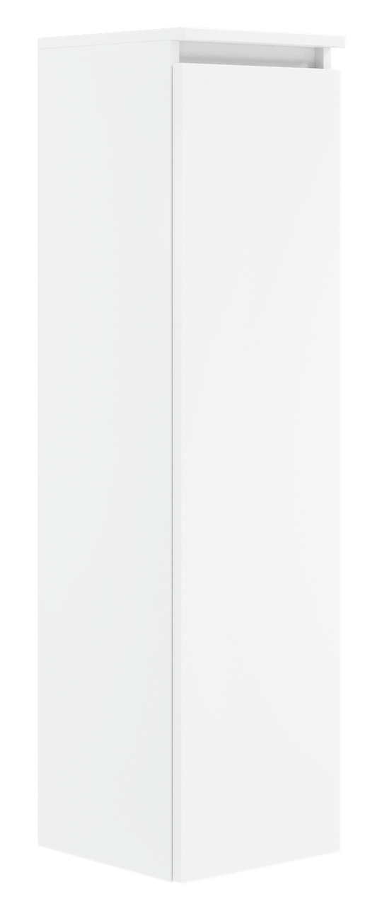 Weißer, moderner Badschrank aus der Serie NEXT4YOU von Puris, seitliche Perspektive