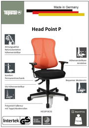 Ergonomischer Drehstuhl mit atmungsaktiver Netzrückenlehne, höhenverstellbaren Armlehnen und Sitz, Komfort-Permanentmechanik, Polyamid-Fußkreuz mit Teppichbodenrollen, Vorderansicht