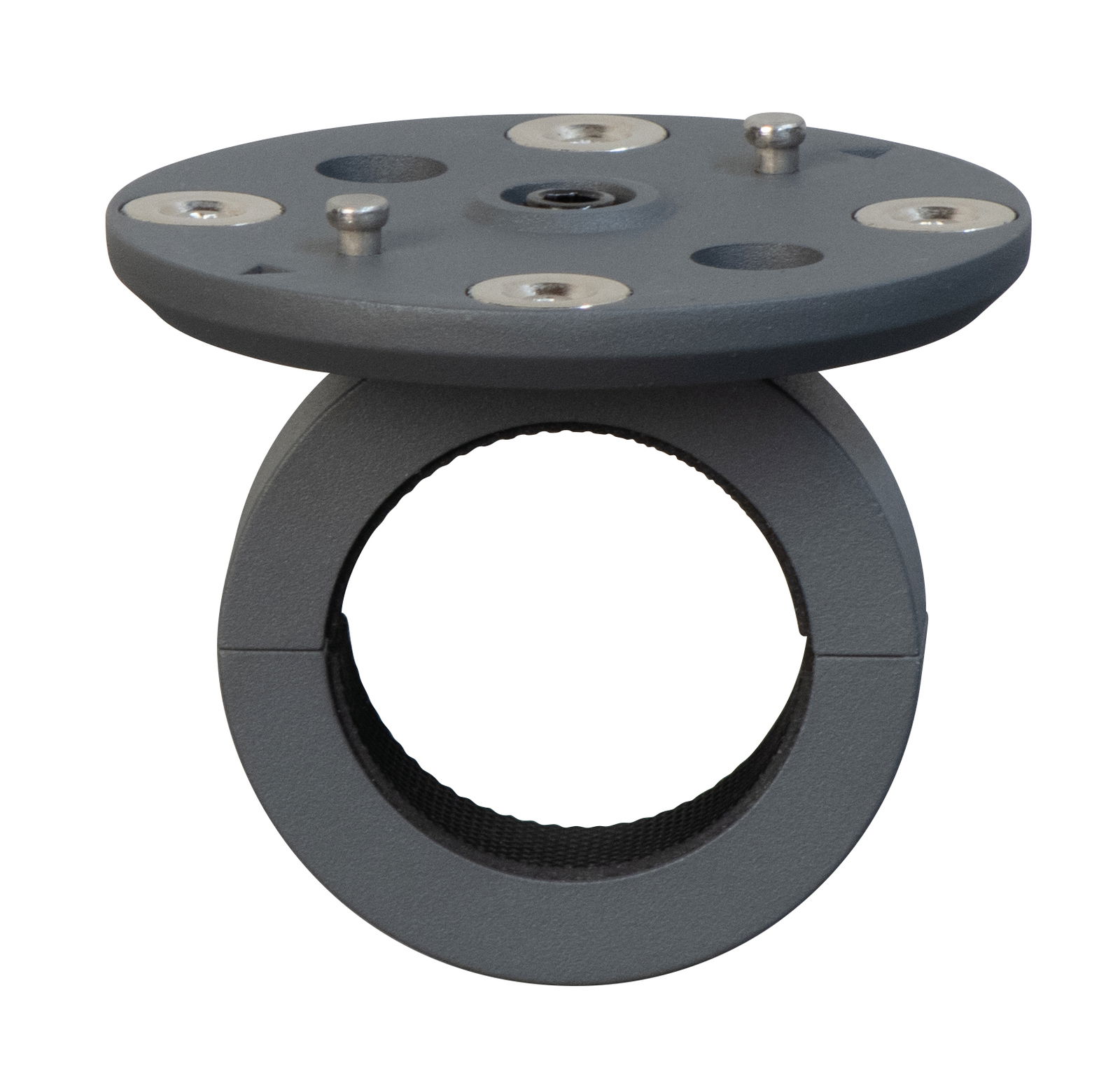 Fischer & Honsel Geländerhalterung zu Akku-Windlicht MIX & MATCH 2 Geländerhalterung für Akku-Wind, seitliche Perspektive, graues Metall mit Schrauben.