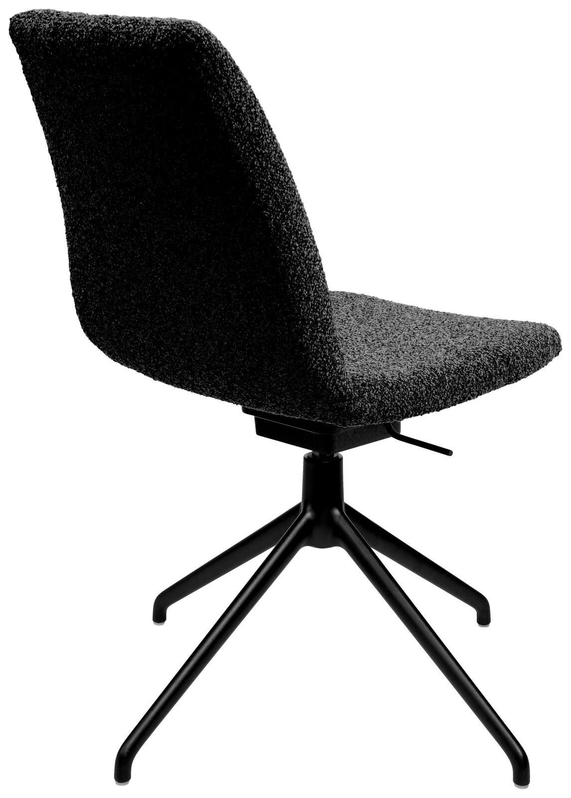 Moderner schwarzer Stuhl mit vierbeinigem Metallgestell, Rückansicht