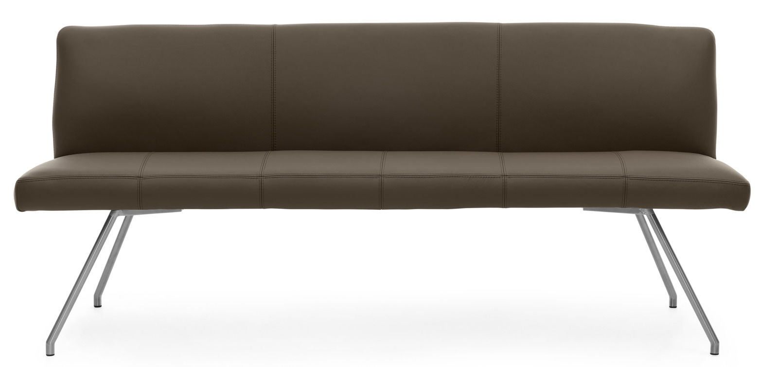 Moderne braune Bank mit Metallbeinen, Vorderansicht