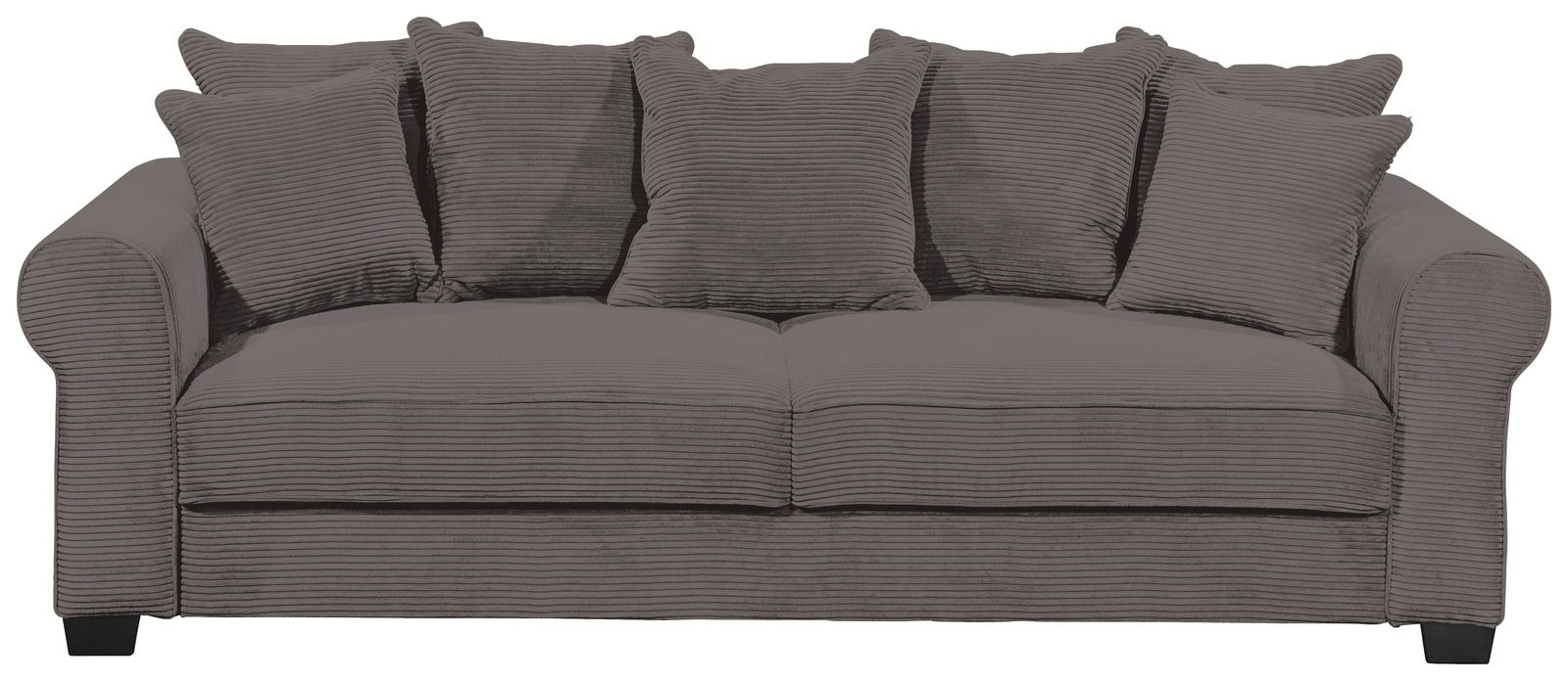 Hom´in Big Sofa MAUREEN Graues Funktionssofa mit mehreren Kissen, Vorderansicht