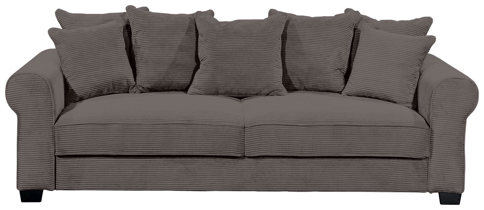 Hom´in Big Sofa MAUREEN Graues Funktionssofa mit mehreren Kissen, Vorderansicht