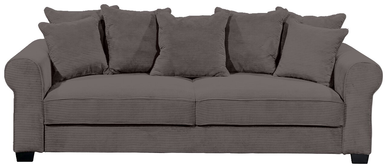 Hom´in Big Sofa MAUREEN Graues Funktionssofa mit mehreren Kissen, Vorderansicht