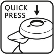 Illustration einer Isolierkanne mit Quick-Press-Verschluss, Draufsicht.