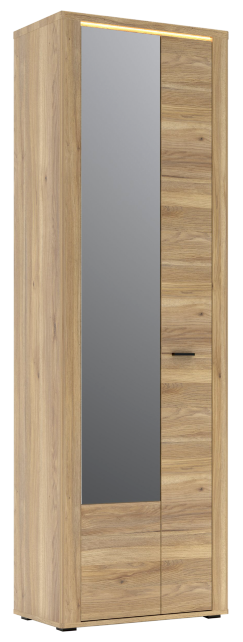 Voleo Garderobenschrank TINA Garderobenschrank aus Holz mit Spiegeltür, seitliche Perspektive