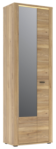 Garderobenschrank aus Holz mit Spiegeltür, seitliche Perspektive