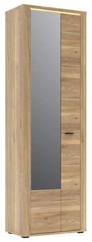 Garderobenschrank aus Holz mit Spiegeltür, seitliche Perspektive