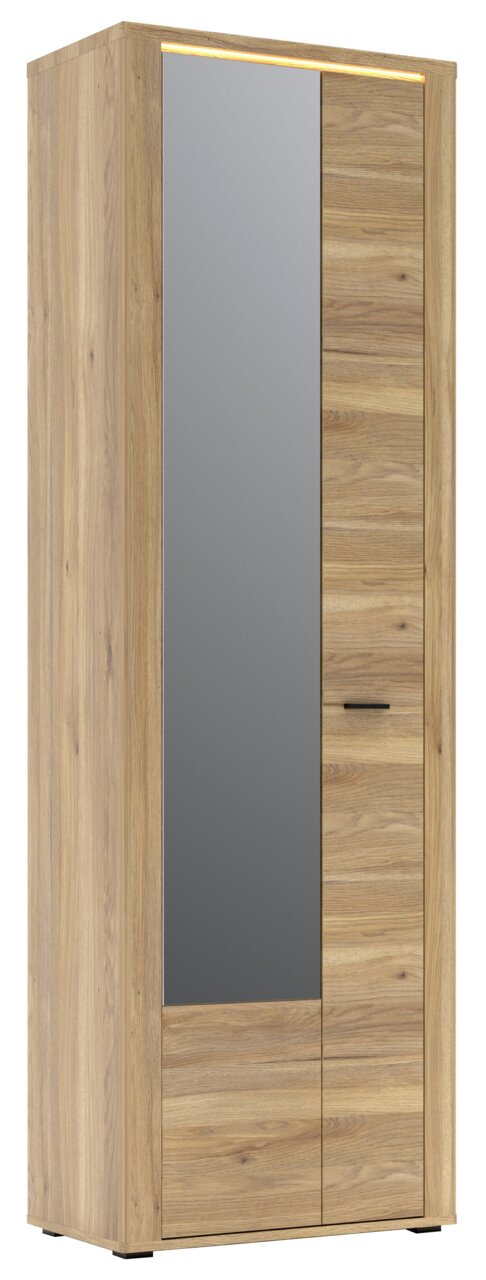 Voleo Kledingkast TINA Garderobenschrank aus Holz mit Spiegeltür, seitliche Perspektive