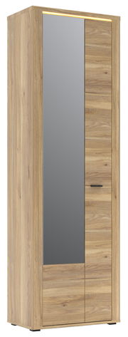 Garderobenschrank aus Holz mit Spiegeltür, seitliche Perspektive
