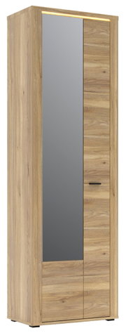 Houten kledingkast met spiegeldeur, zijaanzicht