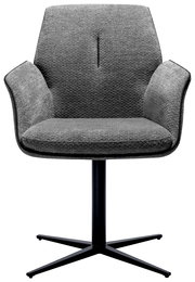 Grauer Armlehnstuhl mit modernem Design, frontalansicht