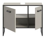 Moderner Waschbeckenunterschrank mit offenen Türen, Frontansicht