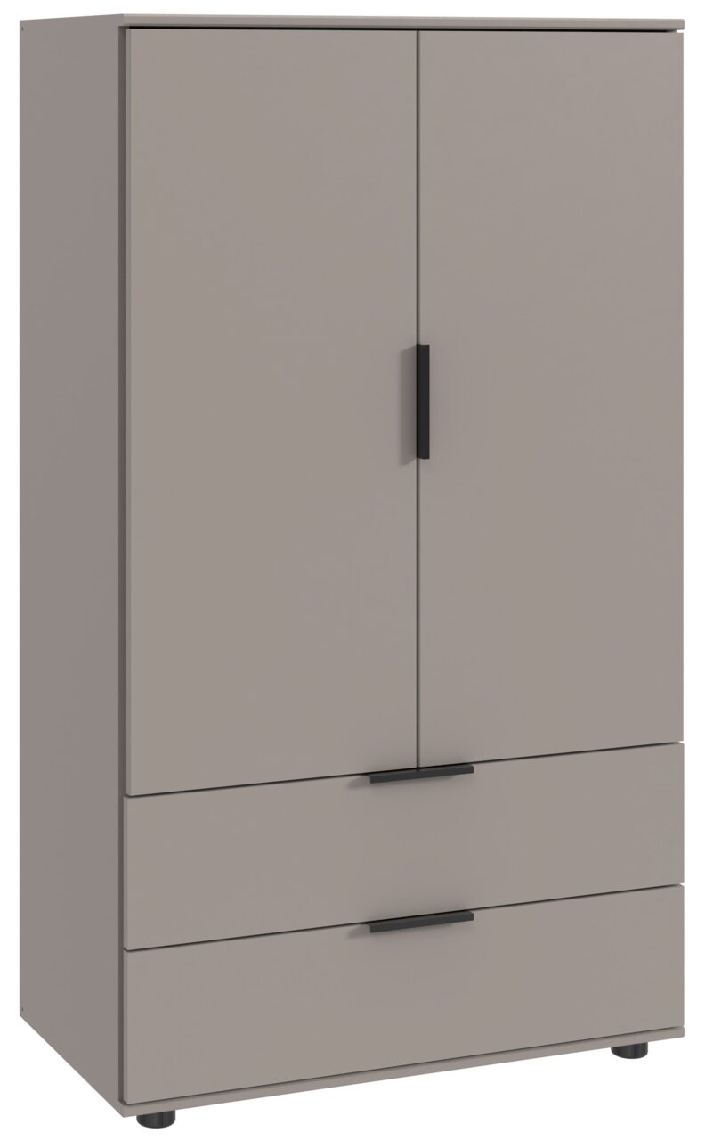 Z2 Kommode EASY PLUS Graue Kommode mit zwei Türen und drei Schubladen, frontale Ansicht