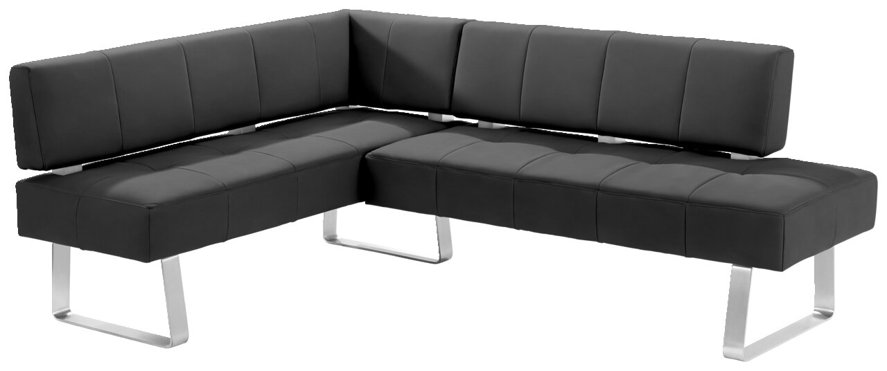 Moderano Eckbank LUPO II Moderne schwarze Eckbank mit Metallbeinen, seitliche Perspektive