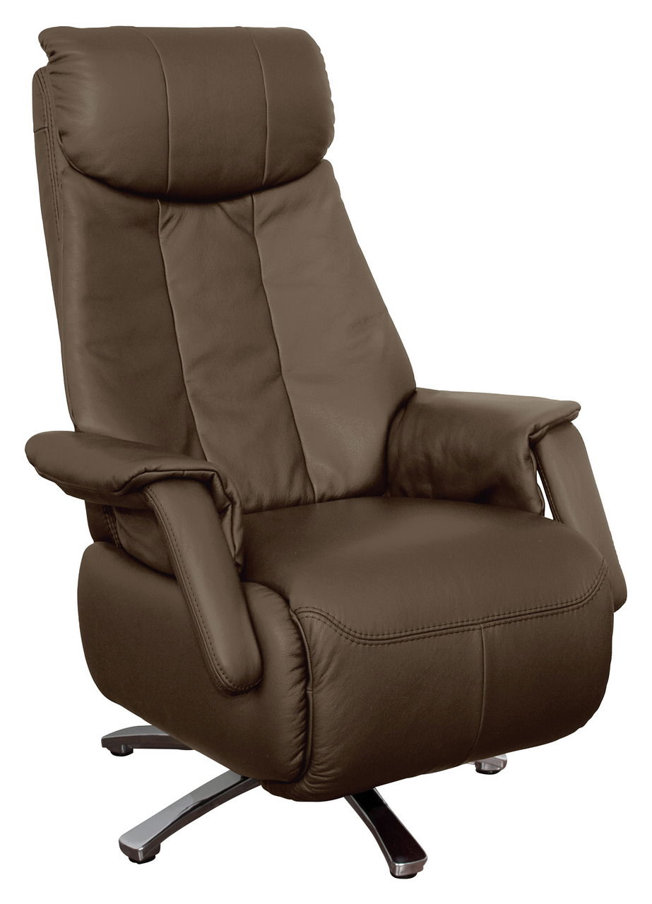 Venda TV-Sessel BLUES 2271 Brauner TV-Sessel aus Leder mit hoher Rückenlehne und verstellbaren Armlehnen, Vorderansicht