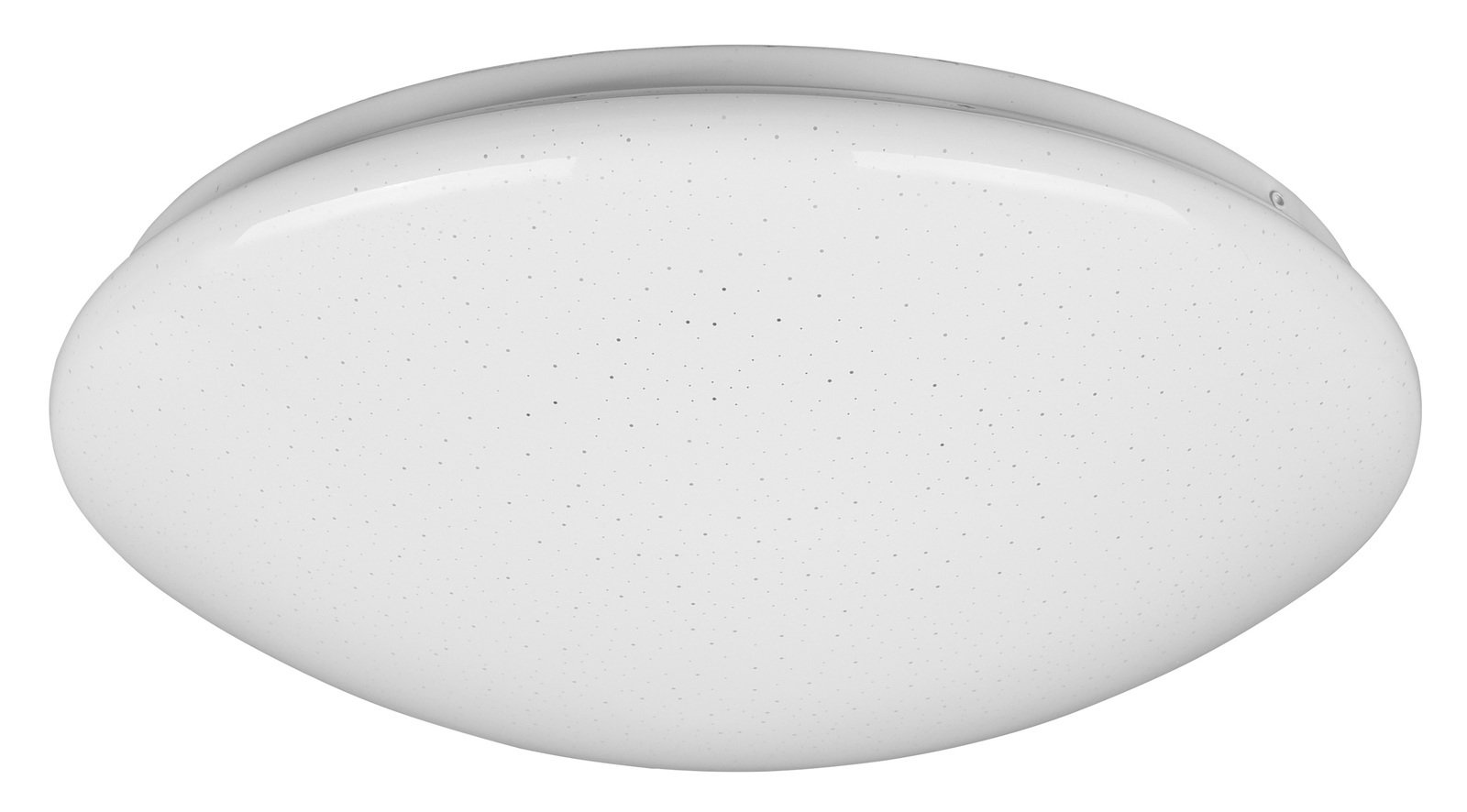 Runde LED-Deckenleuchte LUKIDA in Weiß mit feinen Punkten, seitliche Perspektive