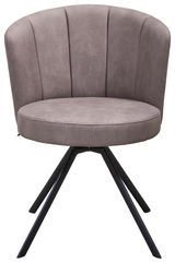 Moderner Venjakob Sessel ELINA in grauem Stoff mit schwarzem Metallgestell, Frontalansicht