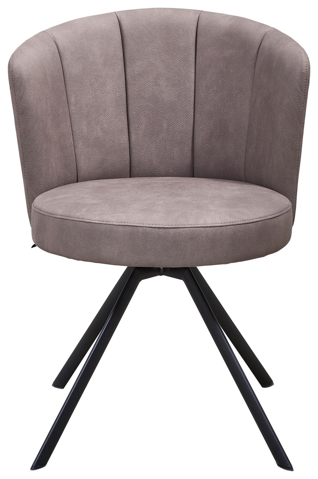 Moderner Venjakob Sessel ELINA in grauem Stoff mit schwarzem Metallgestell, Frontalansicht