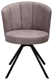 Moderner Venjakob Sessel ELINA in grauem Stoff mit schwarzem Metallgestell, Frontalansicht