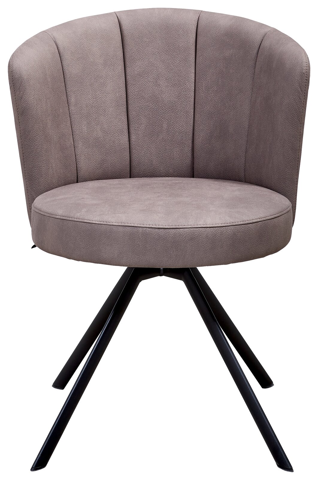 Moderner Venjakob Sessel ELINA in grauem Stoff mit schwarzem Metallgestell, Frontalansicht