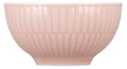 Rosa Dipschale aus Keramik mit geriffeltem Design, Seitenansicht