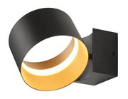 Moderne Wandleuchte LOOP in Schwarz und Gold, seitliche Perspektive
