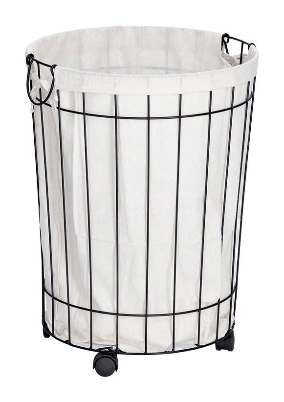 Zeller Present Wäschesammler m. Rollen Wäschesammler mit Rollen aus Metall und Stoff, seitliche Perspektive
