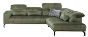 Grüne Eckgarnitur mit modernen Kissen, Vorderansicht