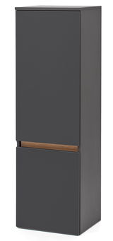Moderner Midischrank in dunklem Grau mit Holzdetail, Frontalansicht